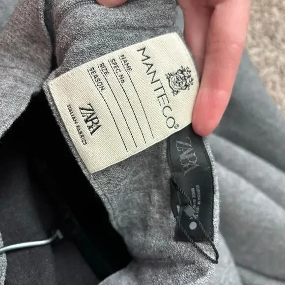 NWT ZARA MANTECO Wool Blend Oversized Cape Grey High Neck Poncho Coat Wrap M - Picture 11 of 12